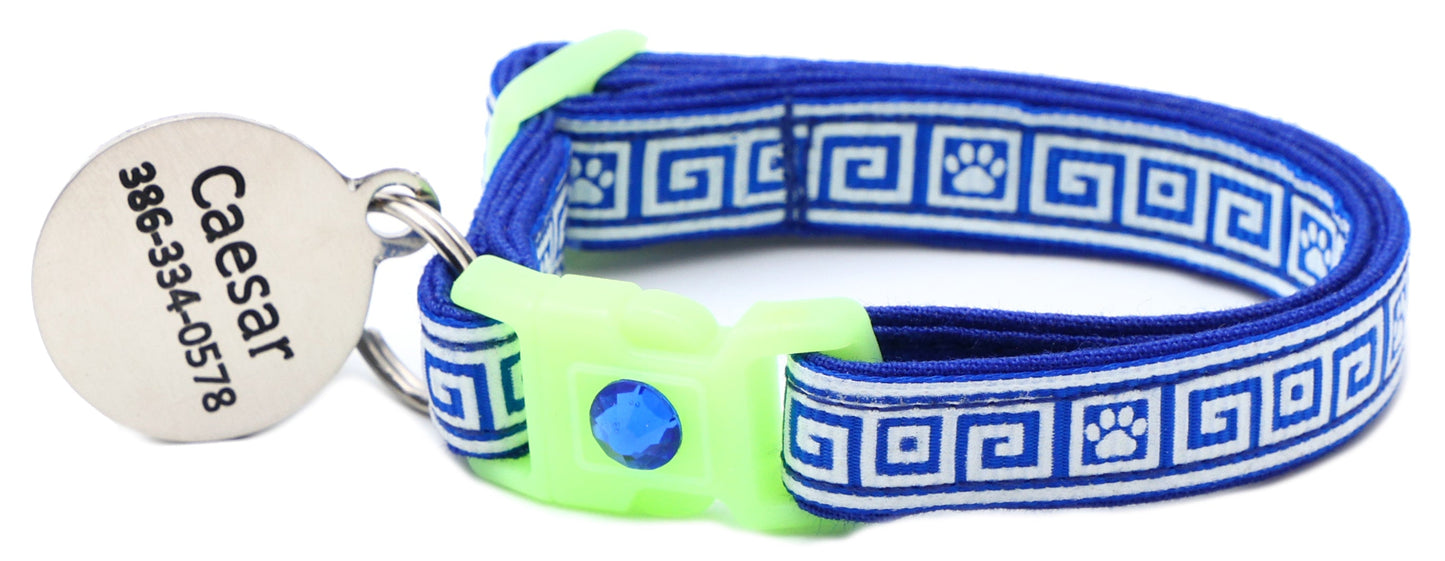 Greek Key Breakaway Cat Collar